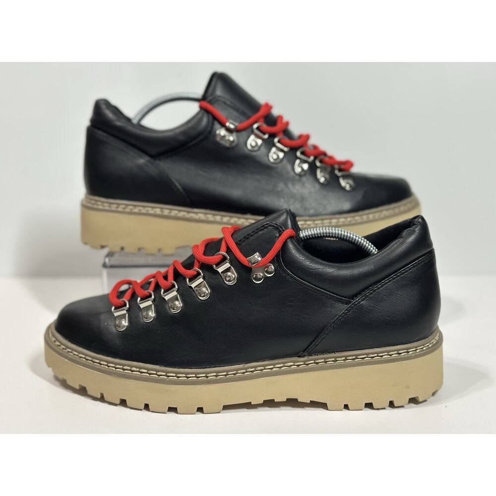 Madden Girl Terah Hiker Black Shoes Size 9.5  Women Rugged Style Red Lace-up